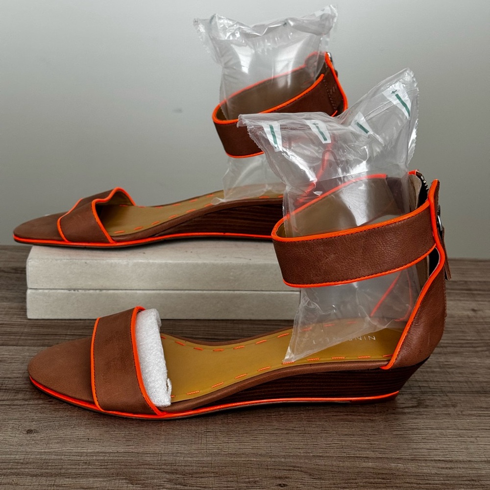 Nine West Leather Wedge Sandals Brand New Women’s Size 10